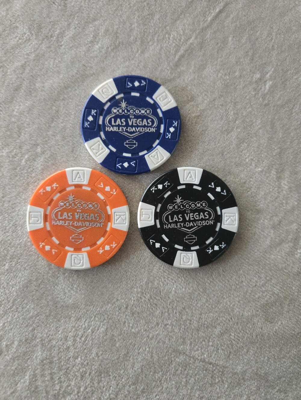 Harley-Davidson Las Vegas Poker Chips - Blue, Orange, Black (Set of 3)
